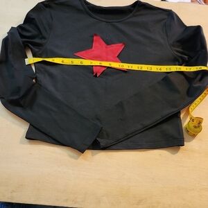 SHEIN Black Crop Top with Red Star